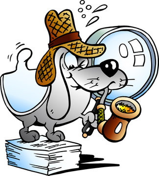 Vector illustration of a Paper Dog Detective Mascot