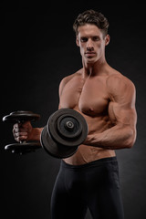 bodybuilder with dumbbells