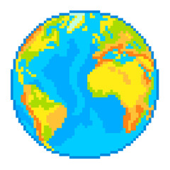 Pixel Earth globe isolated vector