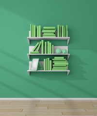 3d rendered bookshelves.