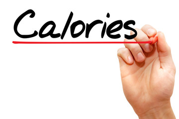 Hand writing Calories with marker, health concept