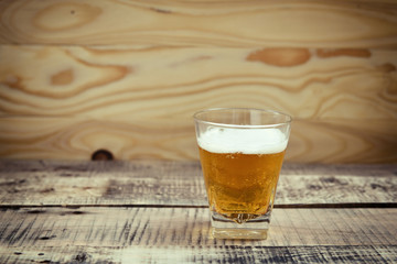 beer on wooden background