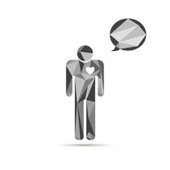 the man says. Bubble dialogue. low poly in triangles