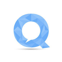 letter Q with bubble communication within. low poly design  in triangles