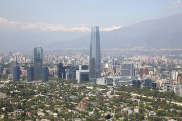 Panoramic view of Santiago de Chile in South America