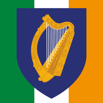 ireland coat of arm and flag