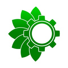 Green leaf with gear icon