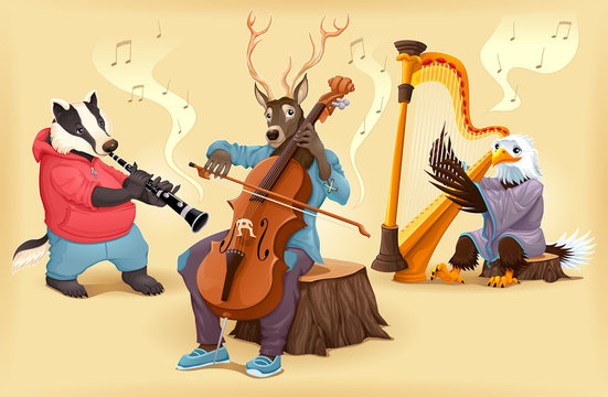 Musician cartoon animals