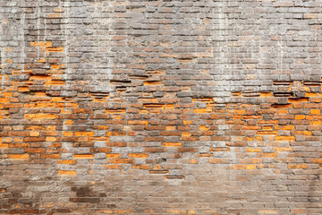 weathering and degradation old vintage brick wall