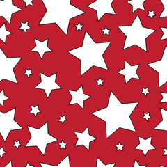 White stars on a red background.Seamless