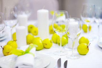 Table set for an event party or wedding reception