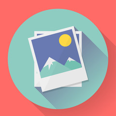 Flat Landscape photo icon. Vector illustration.