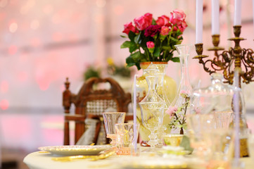 Table set for an event party or wedding reception