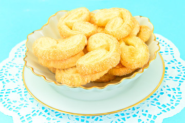 Sugar Puff Cookies on Plate.