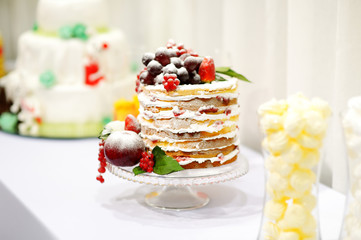 Obraz na płótnie Canvas Wedding cake decorated with fruits