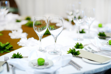 Table set for an event party or wedding reception
