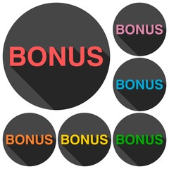 Bonus icons set with long shadow