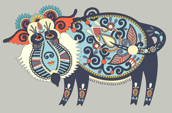 Ukrainian traditional tribal art in karakoko style, folk ethnic 