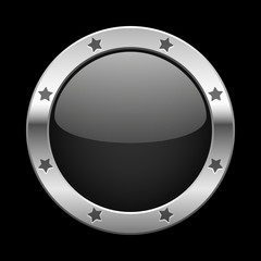 Naklejka premium Black button in silver frame