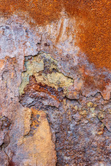 Close shot by the weathering corrosion iron surface