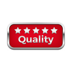 Red five star quality plate in silver frame