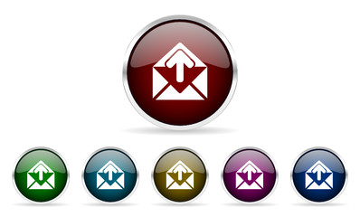 mail glossy web icon vector set