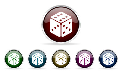 casino glossy web icon vector set