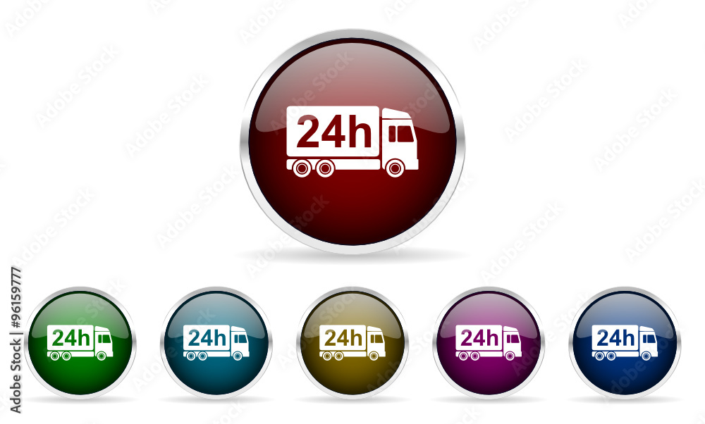 Poster shipping glossy web icon vector set