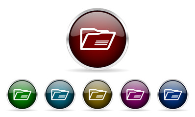 folder glossy web icon vector set