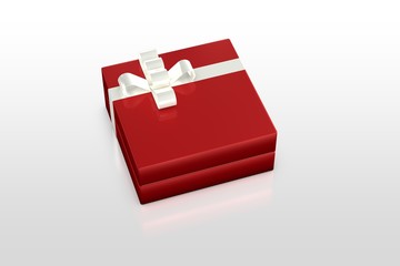 red gift box with white ribbon