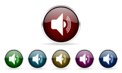 audio glossy web icon vector set