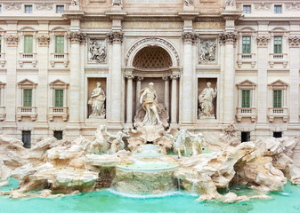 Fototapeta na wymiar Trevi Fountain, Fontana di Trevi, after the restoration of 2015