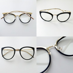 Cat eyes shaped retro glasses on white background.