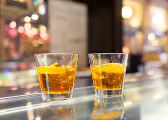 glasses of spritz aperitif cocktail with orange slices