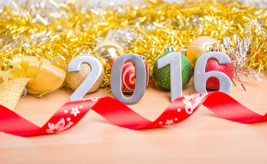New year decoration, Closeup on 2016