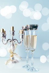 Champagne and new year decoration