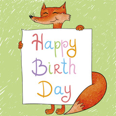 happy birthday card in the clutches of foxes