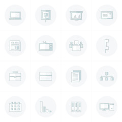 office icons set gray solo color