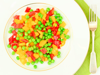 Juicy Vegetable Stew. Paprika, Peas, Carrots. Diet Food.