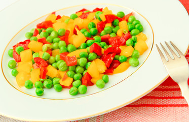 Juicy Vegetable Stew. Paprika, Peas, Carrots. Diet Food.