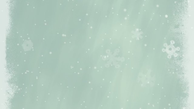 Animated art titles background with falling snow and unique dancing snowflakes. A lot of free space for your text. Hand drawn loop able cartoon film. 