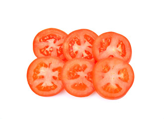 Fresh ripe tomatoes on white background