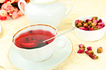 Healthy Food: Tea and Roses Petals.