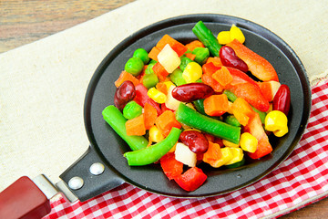 Mexican Mix of Vegetables on Pan. Tomatoes, Beans, Celery Root, 