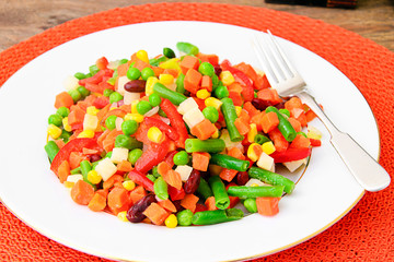 Mexican Mix of Vegetables. Tomatoes, Beans, Celery Root, Green B