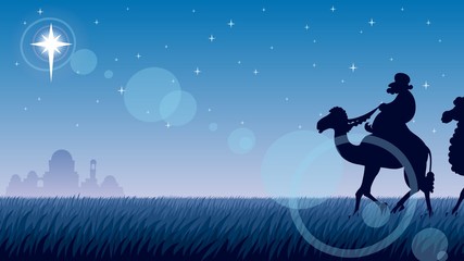 Star of Bethlehem / The three Magi follow the Star of Bethlehem. 
