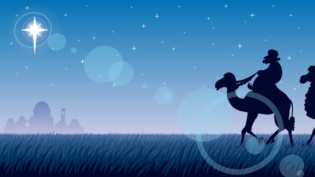 Star of Bethlehem / The three Magi follow the Star of Bethlehem. 
