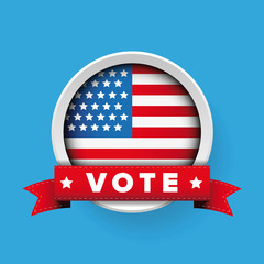 Vote ribbon and USA flag vector