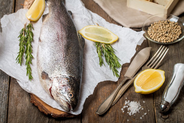 fresh trout with spices and seasonings