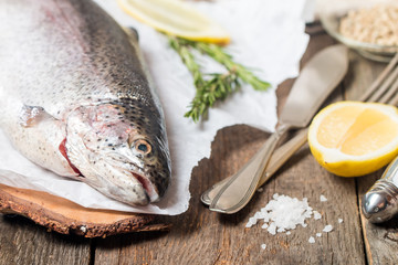 fresh trout with spices and seasonings